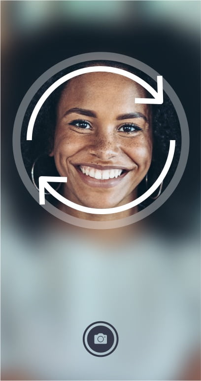 Illustrazione dello smartphone che mostra il viso di una giovane donna