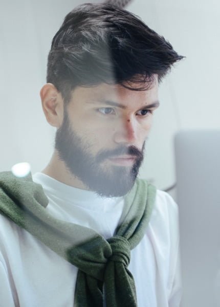 Male UX designer working. AML tools stack & accessibility