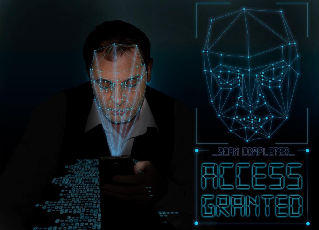 A person that got granted access to their account with facial recognition.