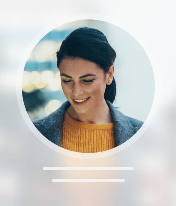 Mock-up showing a woman looking at a mobile device to undertake identity verification