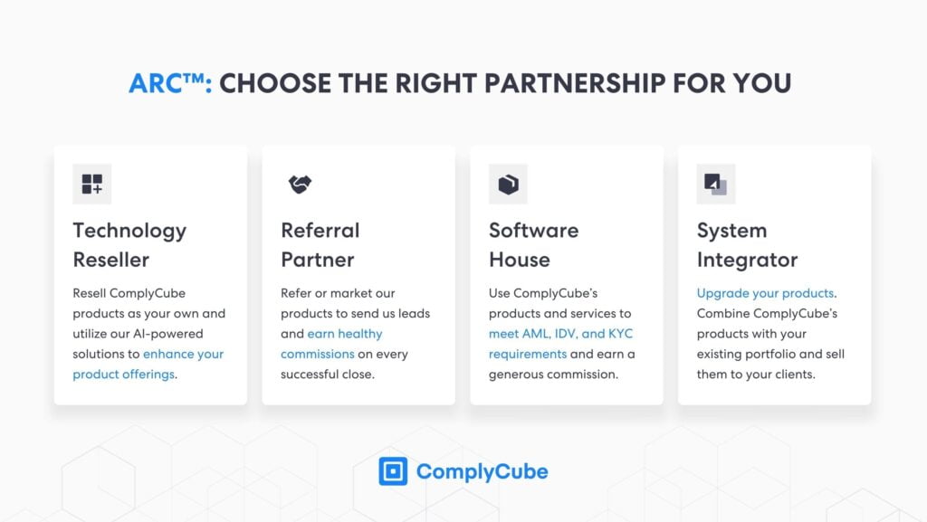 Complycube arc partnership program partner types to drive revenue growth