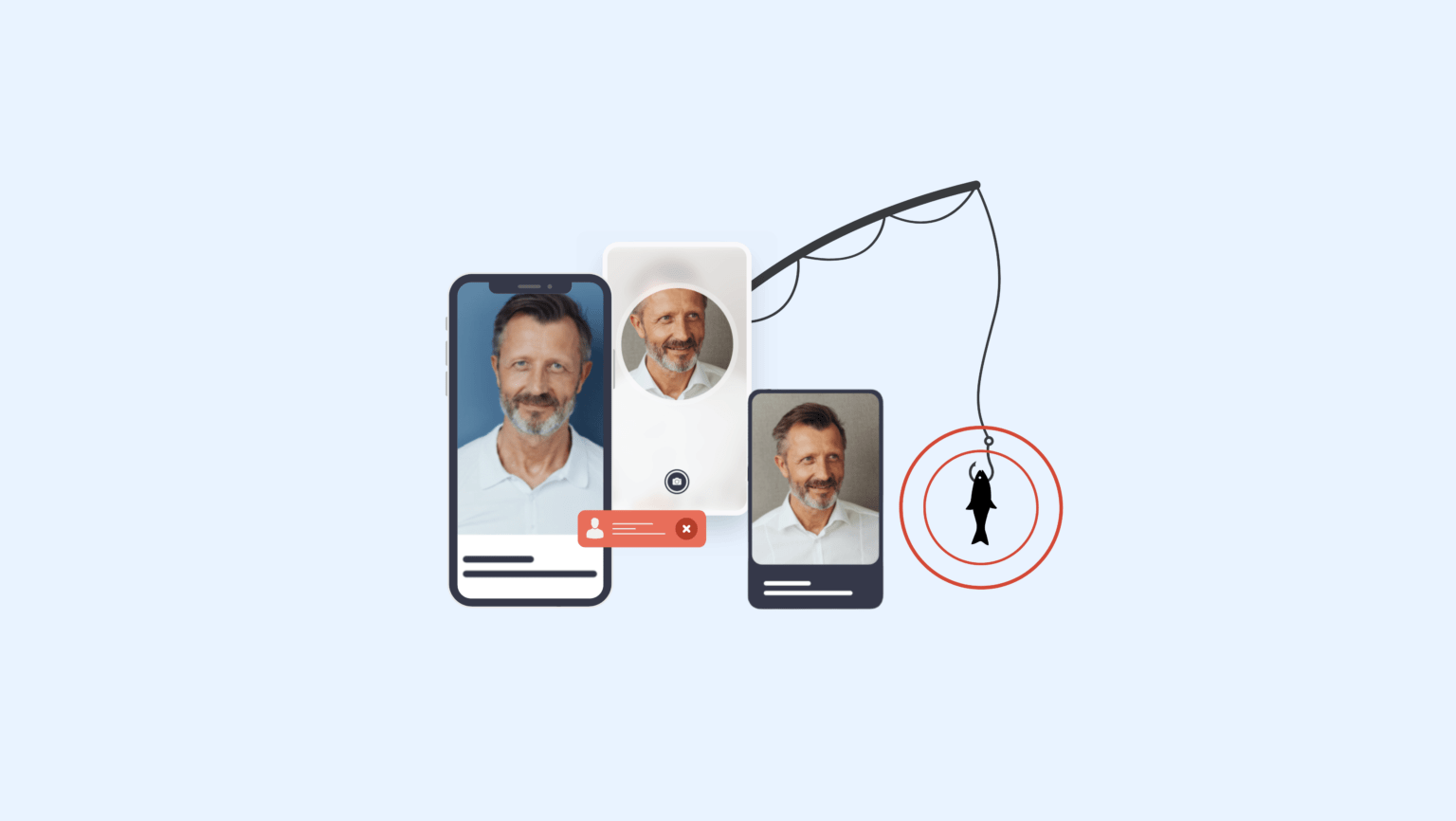 صورة التحقق من هوية Catfishing ووسائل التواصل الاجتماعي.