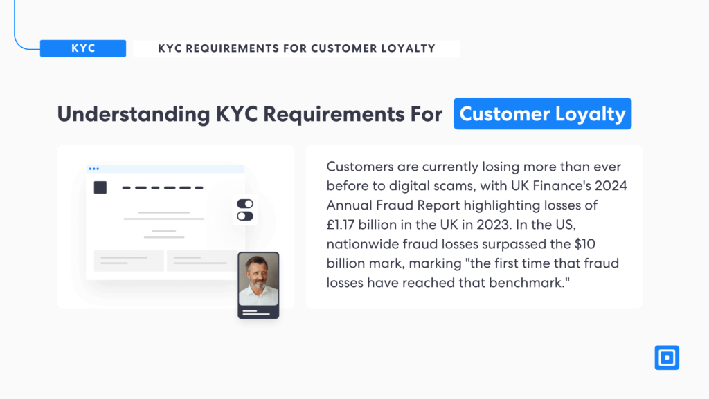 Comprender los requisitos de KYC para la fidelización de clientes con estadísticas del informe anual de fraude de UK Finance de 2024.