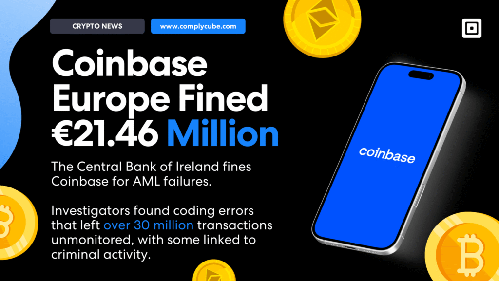 Coinbase Europe multata di 21,46 milioni di euro