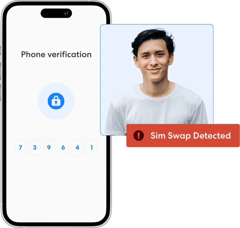 Detección de intercambio de SIM con inteligencia telefónica | Complycube Verifique la validez y autenticidad del número de teléfono al combinar la inteligencia móvil con las capacidades de verificación OTP y crear una defensa de múltiples capas desde el comienzo de la etapa de incorporación.