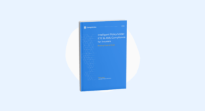 the Future of Insurance Regulatory Compliance | Complycube Image of a book with the title intelligent policyholder kyc aml compliance for insurers | complycube