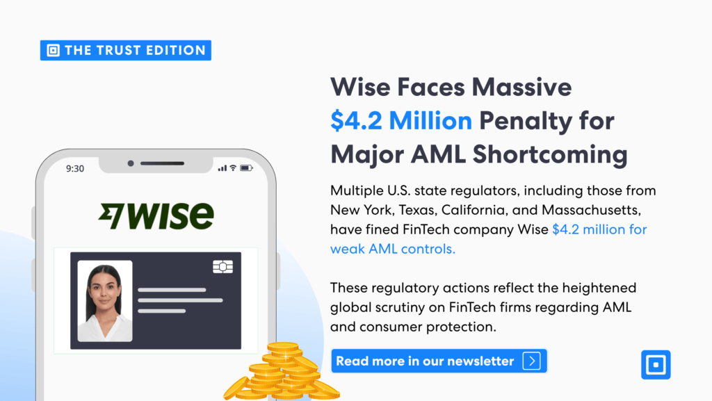 Wise Fined 42 Million in 2025 | Complycube Image of a card with wise logo On the right the section covers the case of wise faces massive 2 million penalty for major aml shortcoming | complycube