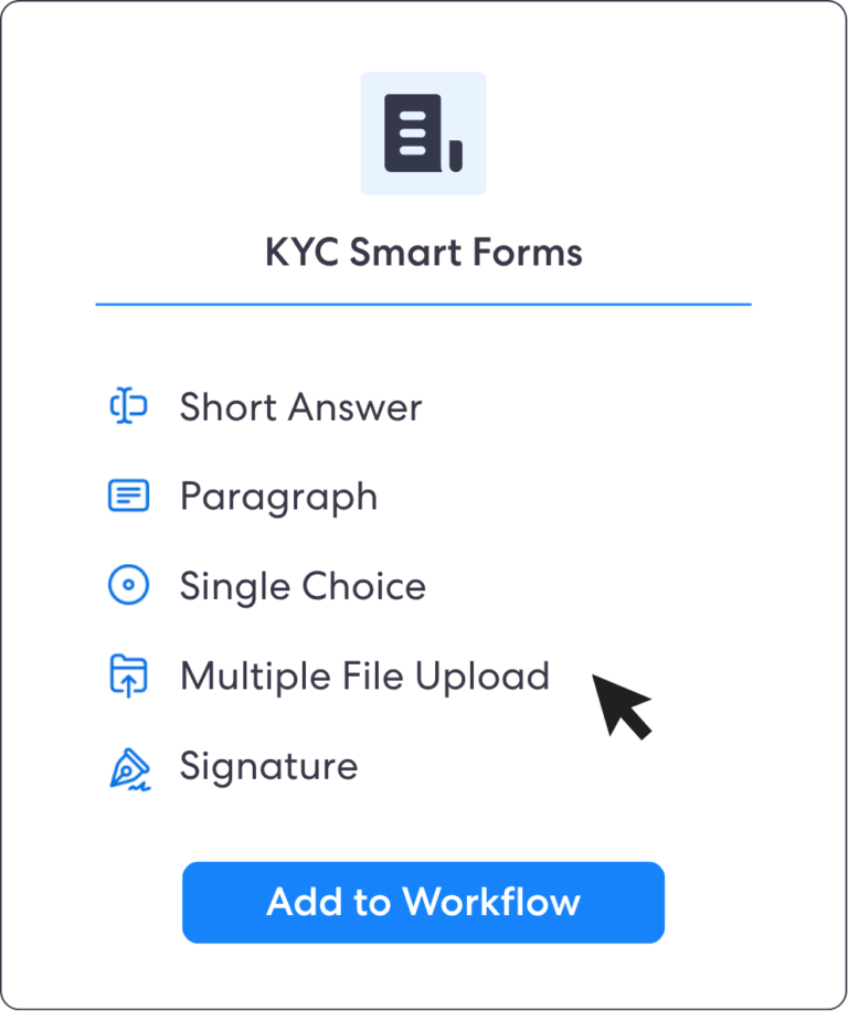 Kyc Questionnaires Kyc Smart Forms | Complycube | Complycube Complycubes kyc smart offers diverse question types including short answer paragraph single choice multiple file upload and signature | complycube | complycube