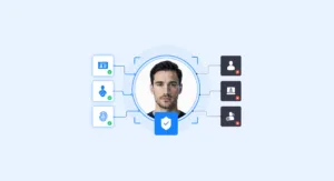 Top 10 Biometric Fraud Detection Platforms of 2026 | Complycube Biometric fraud detection and biometric spoofing detection illustration showing a verified face scan connected to identity liveness and fingerprint checks | complycube