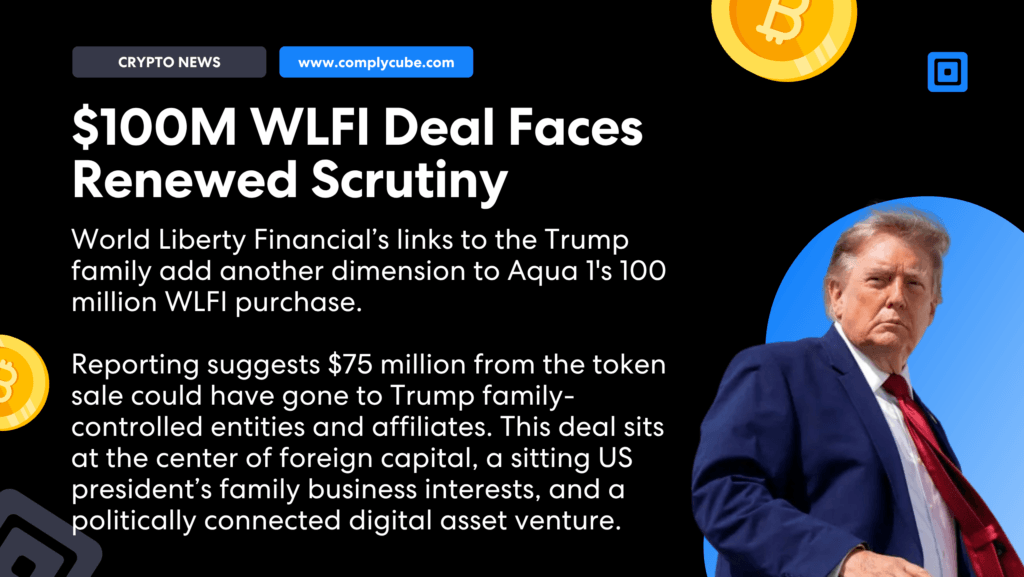 El acuerdo de World Liberty Financials con WLFI por 0 millones de dólares reaviva el escrutinio sobre el origen de los fondos en criptomonedas y la importancia de verificar el origen de los fondos en transacciones de alto valor | complycube