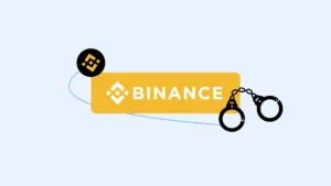 Logo of binance in middle with handcuff icon on bottom right | complycube