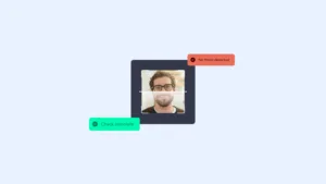 Closing the Aml Gap in Risk Based Monitoring | Complycube | Complycube Dark blue verification card showing a man with glasses orange badge reads no fraud detected and green badge says check complete for an article on closing the aml gap in risk based monitoring | complycube | complycube