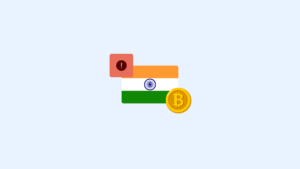 India Blocks 15 Crypto Exchanges for Aml Violations | Complycube Logo of india flag with bitcoin icon on the bottom right and exclaimation icon on bottom left | complycube