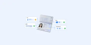 Mrz verification header showing a passport connected to viz chip and biometric verification signals | complycube | complycube